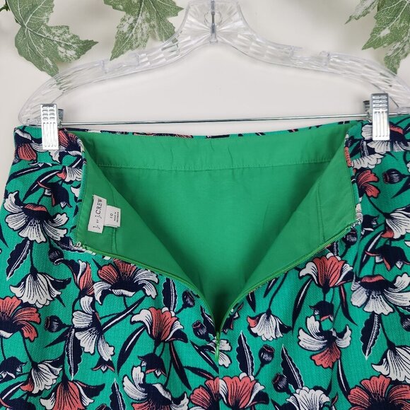 J. Crew Women's Size 10 Green Floral Multi Cotton Back Slit Lined Pencil Skirt - Picture 3 of 5